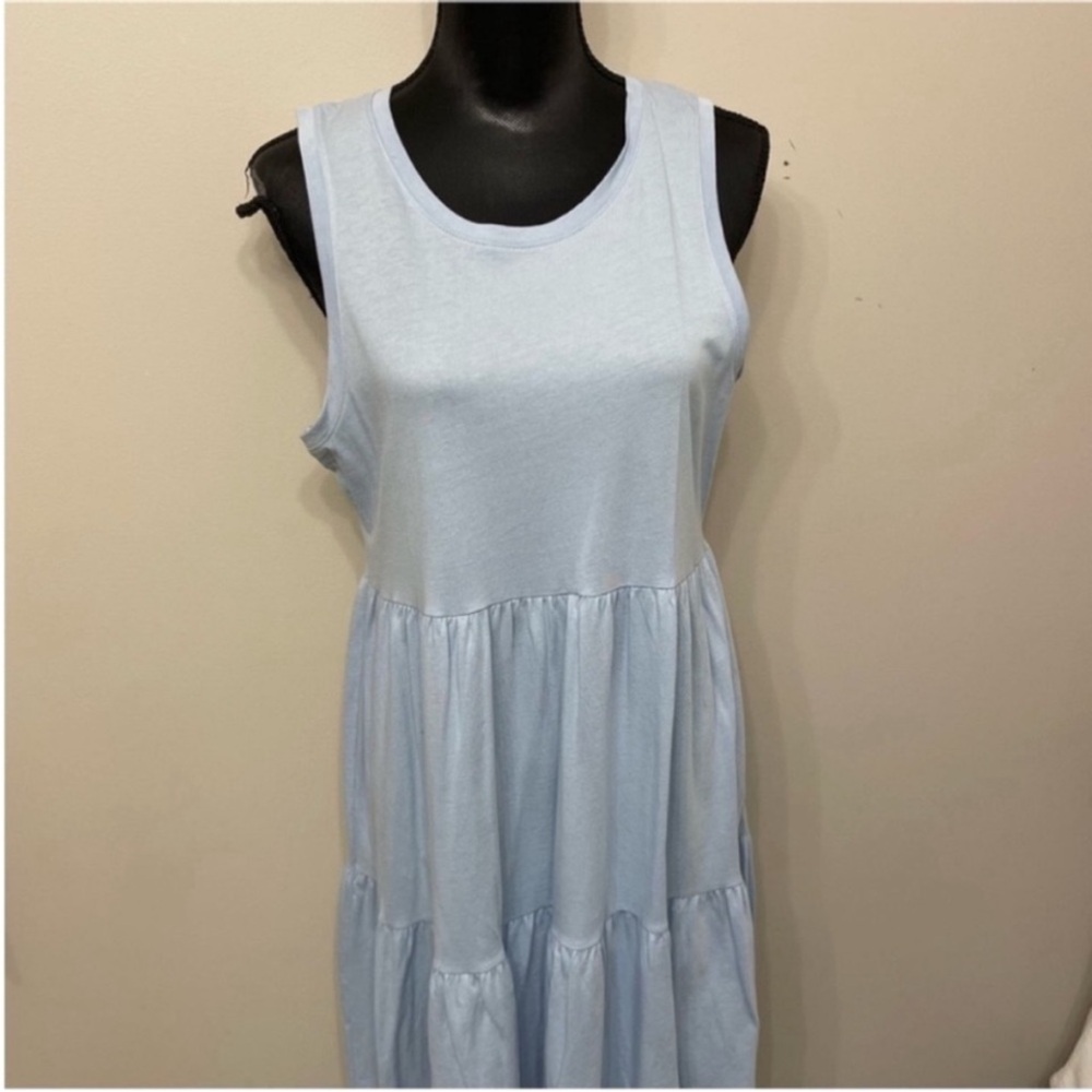 J. Crew Light Blue Sleeveless Tiered Mini Dress